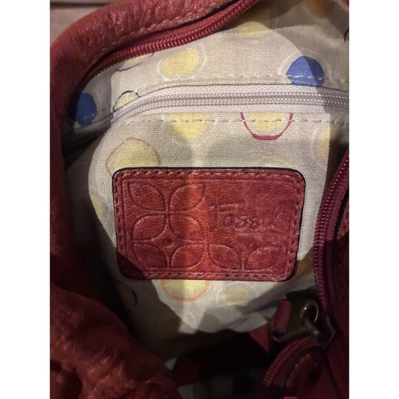 Fossil Vintage Distressed Boho Chic Leather Bag  Orange/reddish - Picture 5 of 6